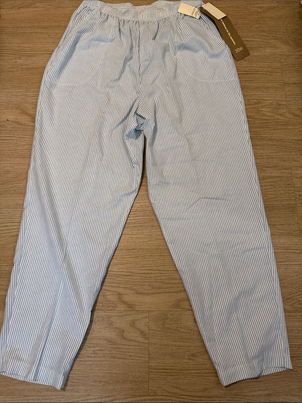 Light Blue Stripe Men's Elastic Waist Pant